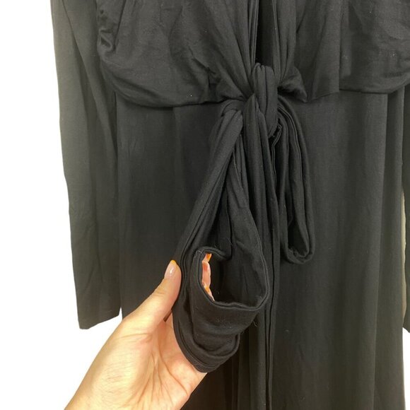 Ralph Lauren Twist-Front Stretch Black Long Dress Sise Large - Picture 4 of 8